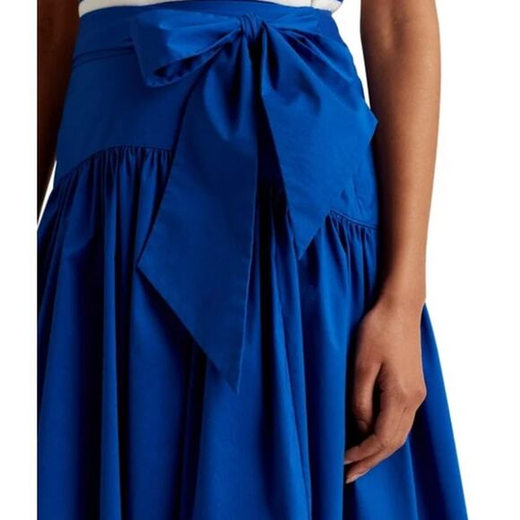 Lauren Ralph Lauren Royal Blue Midi Flare Skirt w/ Waist Tie Detail, Size 6, NWT - Picture 3 of 8